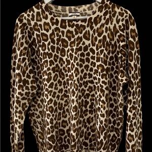 J. Crew Brown Leopard Print Crew Neck Sweater